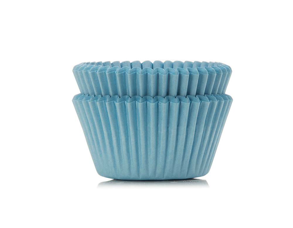 Home baking accessories; pale blue cupcake cases